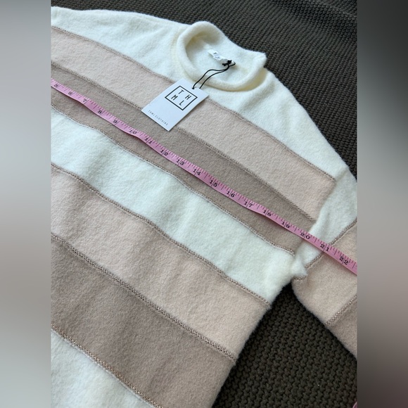 Striped Beige and Cream Women's Sweater - Picture 5 of 8
